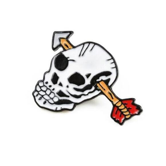 Skeleton with Arrow Pin Brooch Halloween - Picture 1 of 3